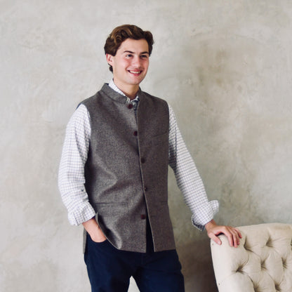 Classic Cut Fawn Herringbone Merino Flannel