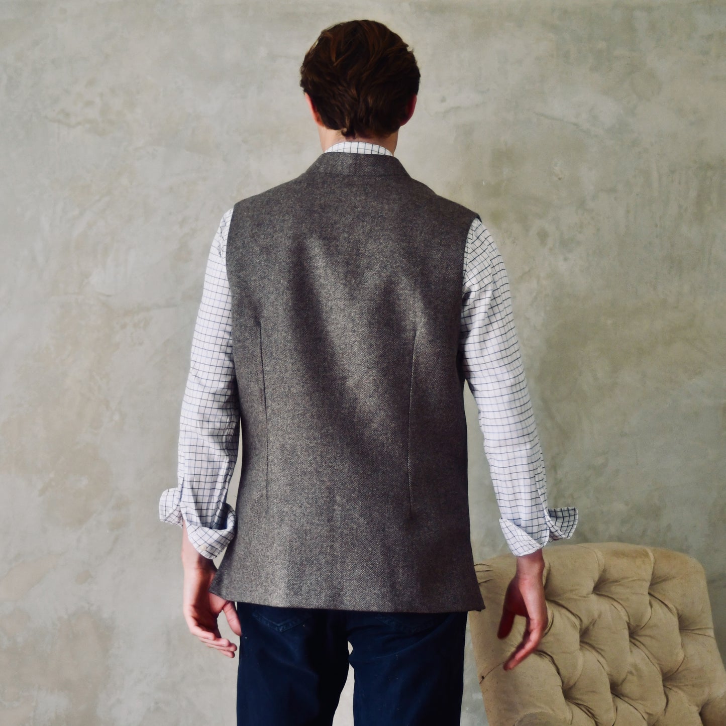 Classic Cut Fawn Herringbone Merino Flannel