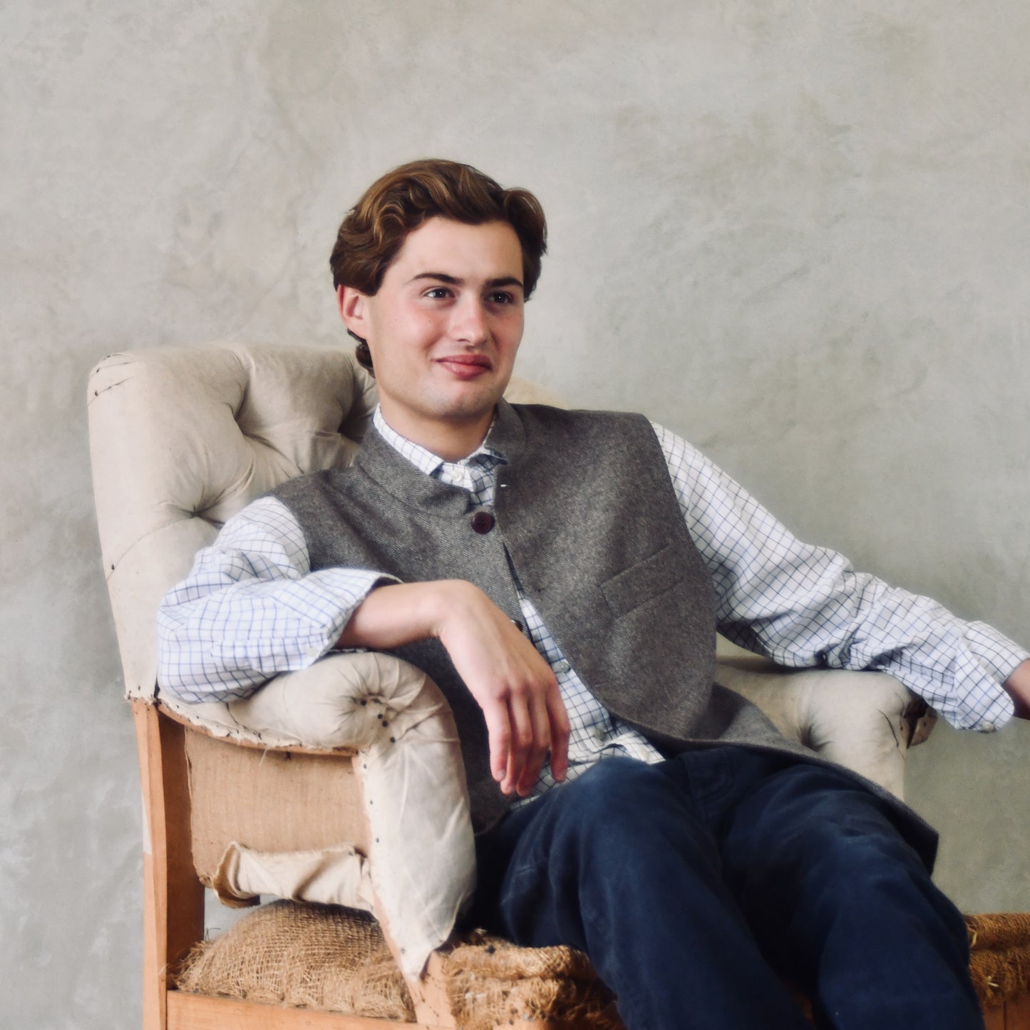 Classic Cut Fawn Herringbone Merino Flannel