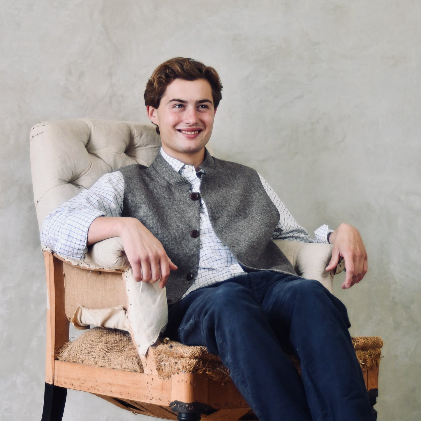 Classic Cut Fawn Herringbone Merino Flannel