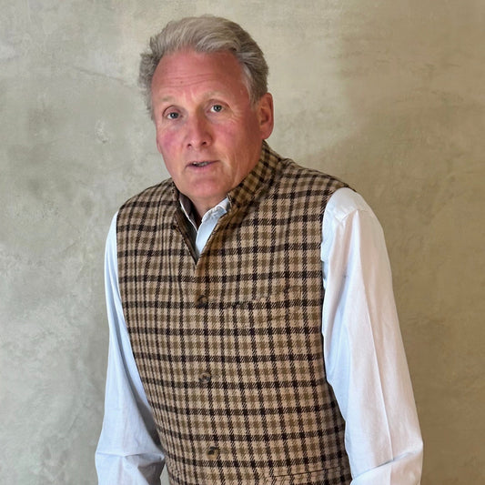 Tailored Cut Waistcoat in Fox Brothers Brown Gunclub Check Flannel