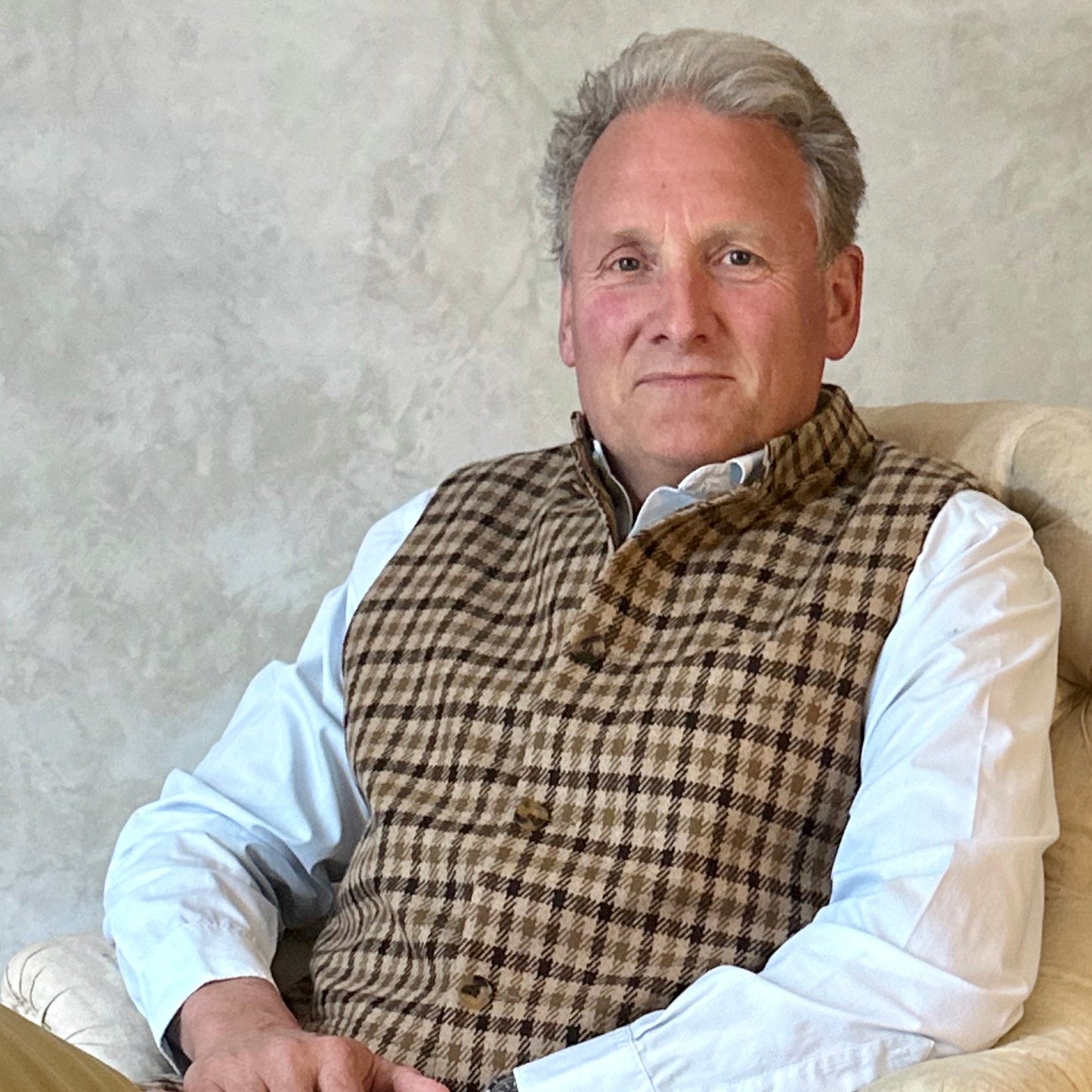 Classic Cut Waistcoat in Fox Brothers Brown Gunclub Check Flannel