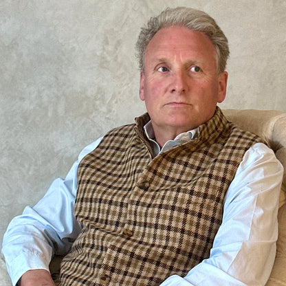 Classic Cut Waistcoat in Fox Brothers Brown Gunclub Check Flannel