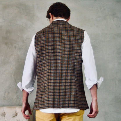 Classic Cut Waistcoat in Fox Brothers Brown and Green Gunclub Check Tweed