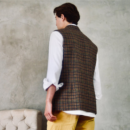 Classic Cut Waistcoat in Fox Brothers Brown and Green Gunclub Check Tweed