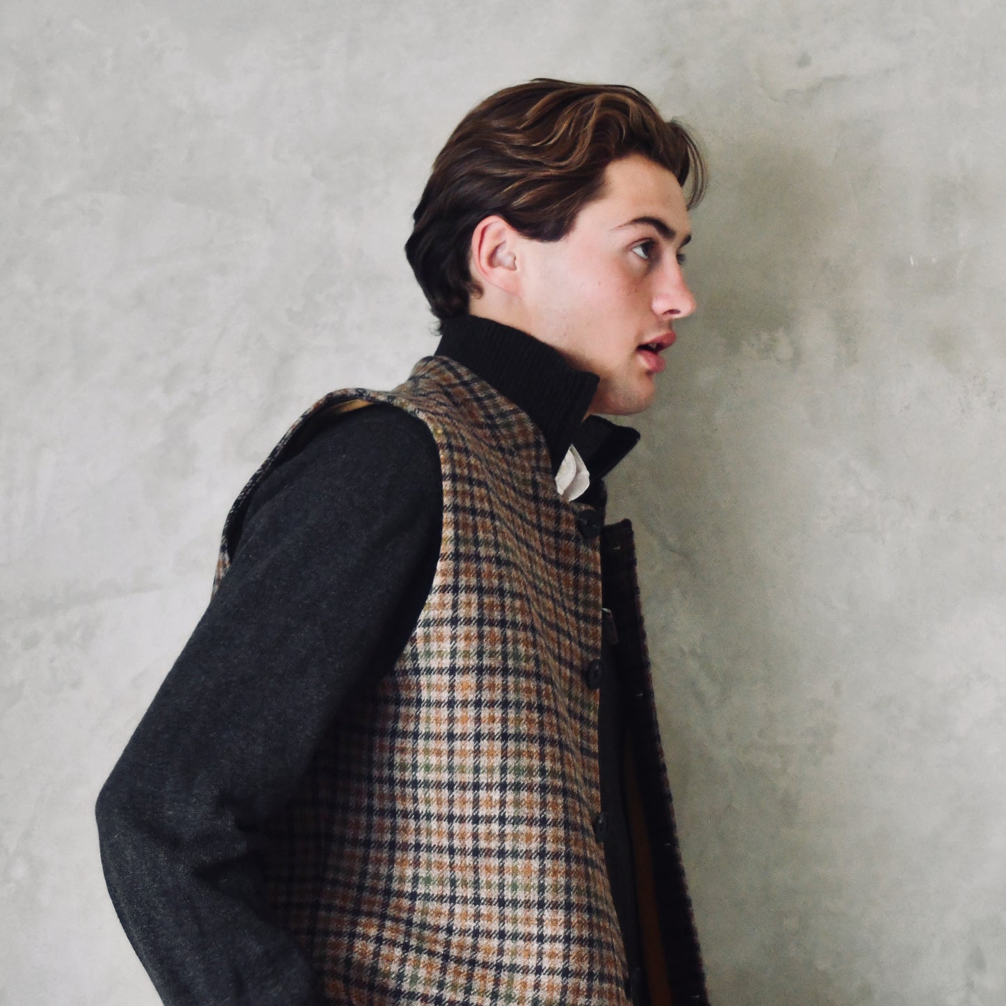 Classic Cut Waistcoat in Fox Brothers Brown and Green Gunclub Check Tweed