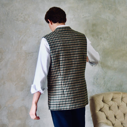 46" Tailored Cut Waistcoat in Fox Brothers Green GunClub Check Flannel