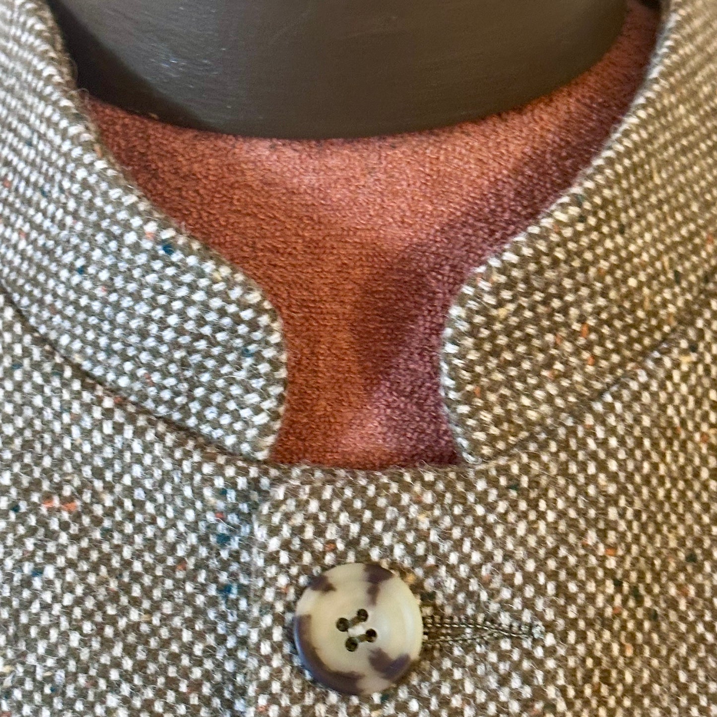 Tailored Cut Waistcoat in Finely Woven Moss Green Hopsack Tweed