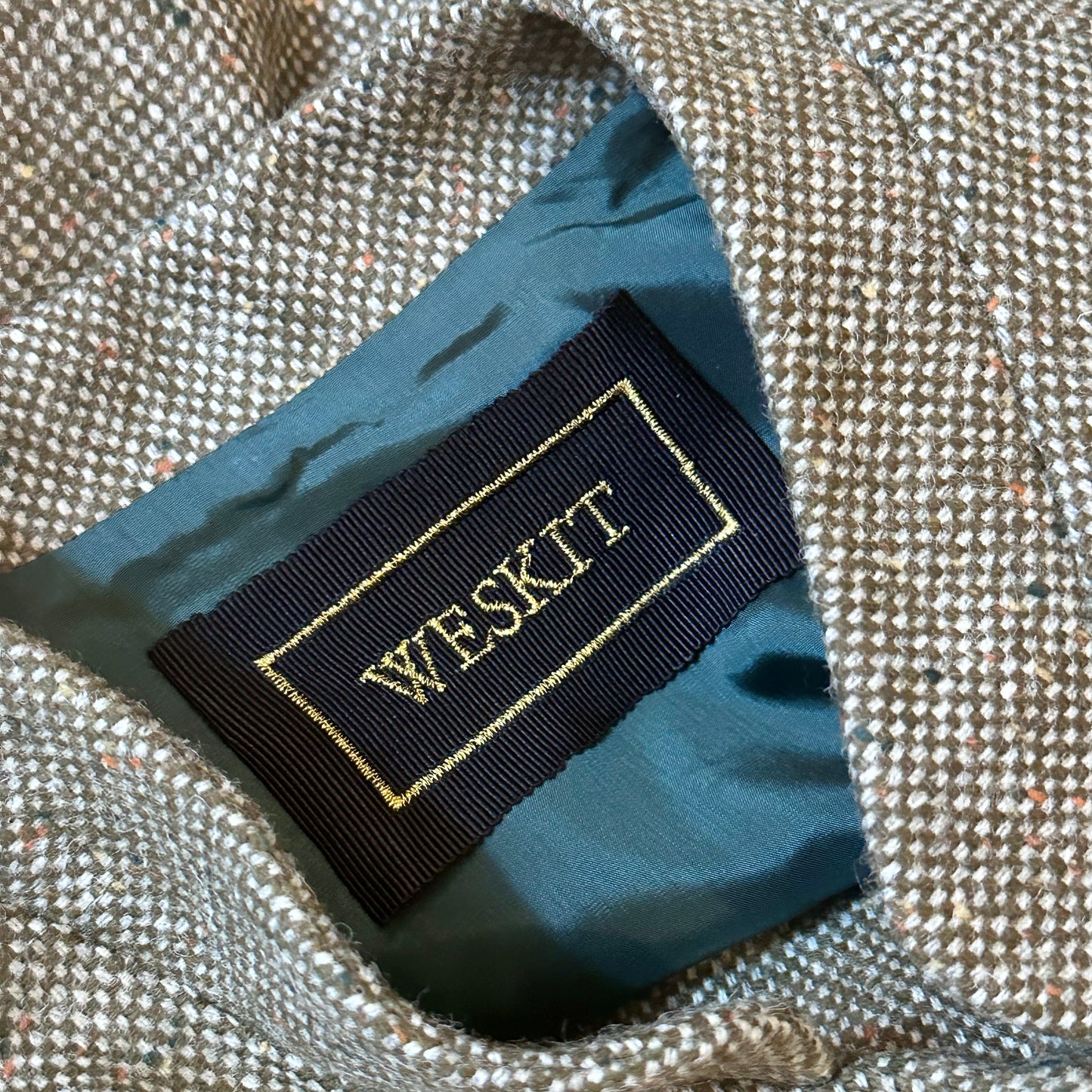 Tailored Cut Waistcoat in Finely Woven Moss Green Hopsack Tweed