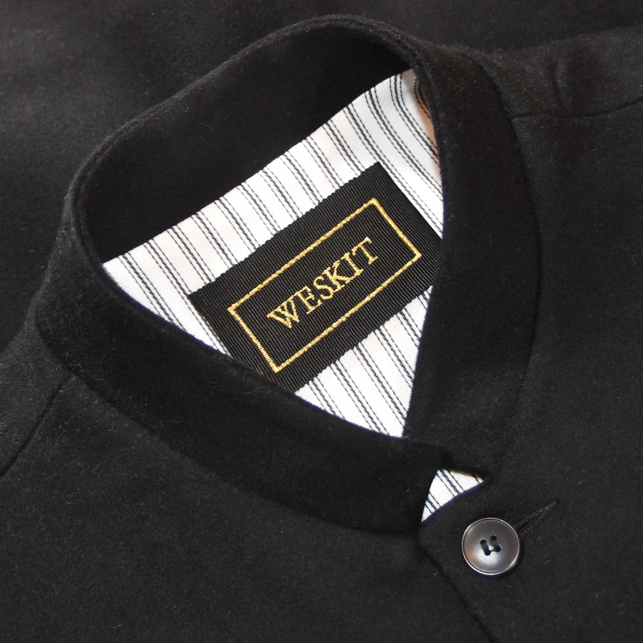 Tailored Cut Waistcoat in Black Merino Melton