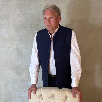 Classic Cut Navy Merino Melton Waistcoat