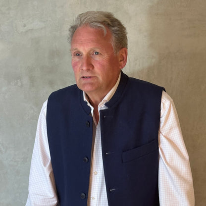 Classic Cut Navy Merino Melton Waistcoat