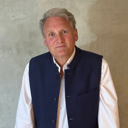 Classic Cut Navy Merino Melton Waistcoat