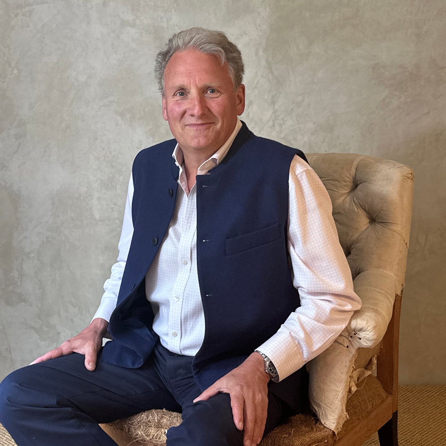 Classic Cut Navy Merino Melton Waistcoat