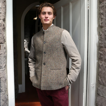38" Classic Cut Waistcoat in Multicoloured Harris Tweed