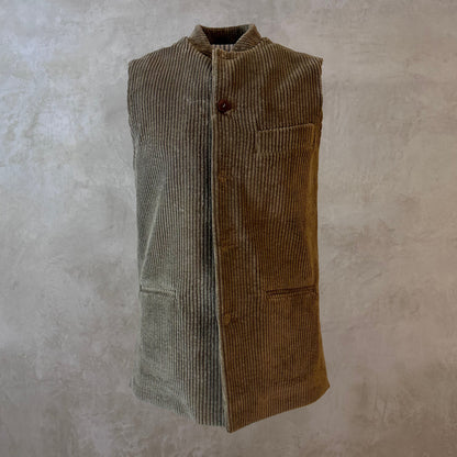 36" Classic Cut Waistcoat in Khaki Corduroy