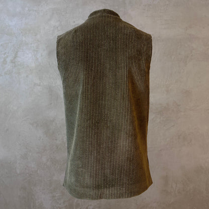 Tailored Cut Waistcoat in Khaki Corduroy