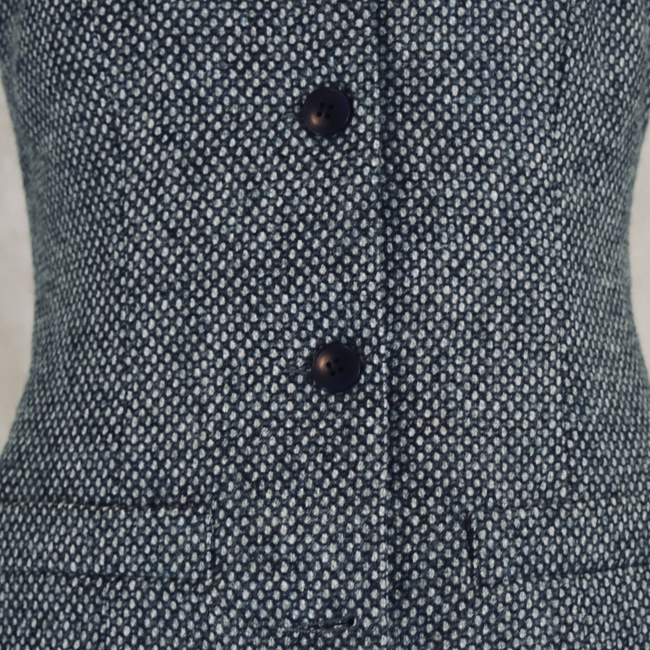 Ladies Classic Cut Waistcoat in Blue-Grey Tiger Eye Tweed