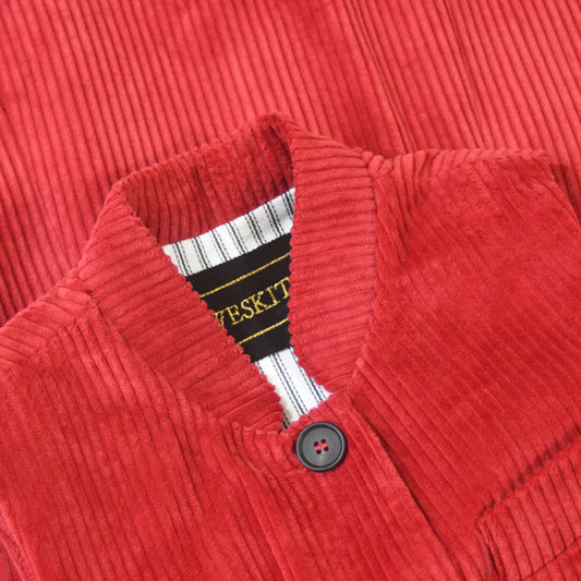 6 – Ladies Longer Length Waistcoat in Claret Corduroy