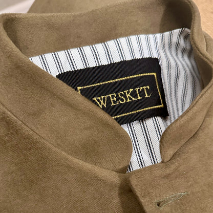 Ladies Longer Length Waistcoat in Khaki Moleskin