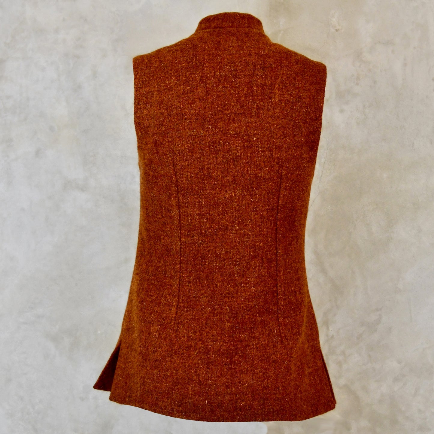 Ladies Classic Cut Waistcoat in Plain Russet Lovat Tweed