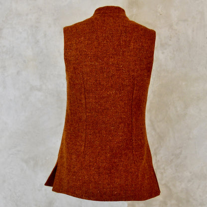 Ladies Classic Cut Waistcoat in Plain Russet Lovat Tweed