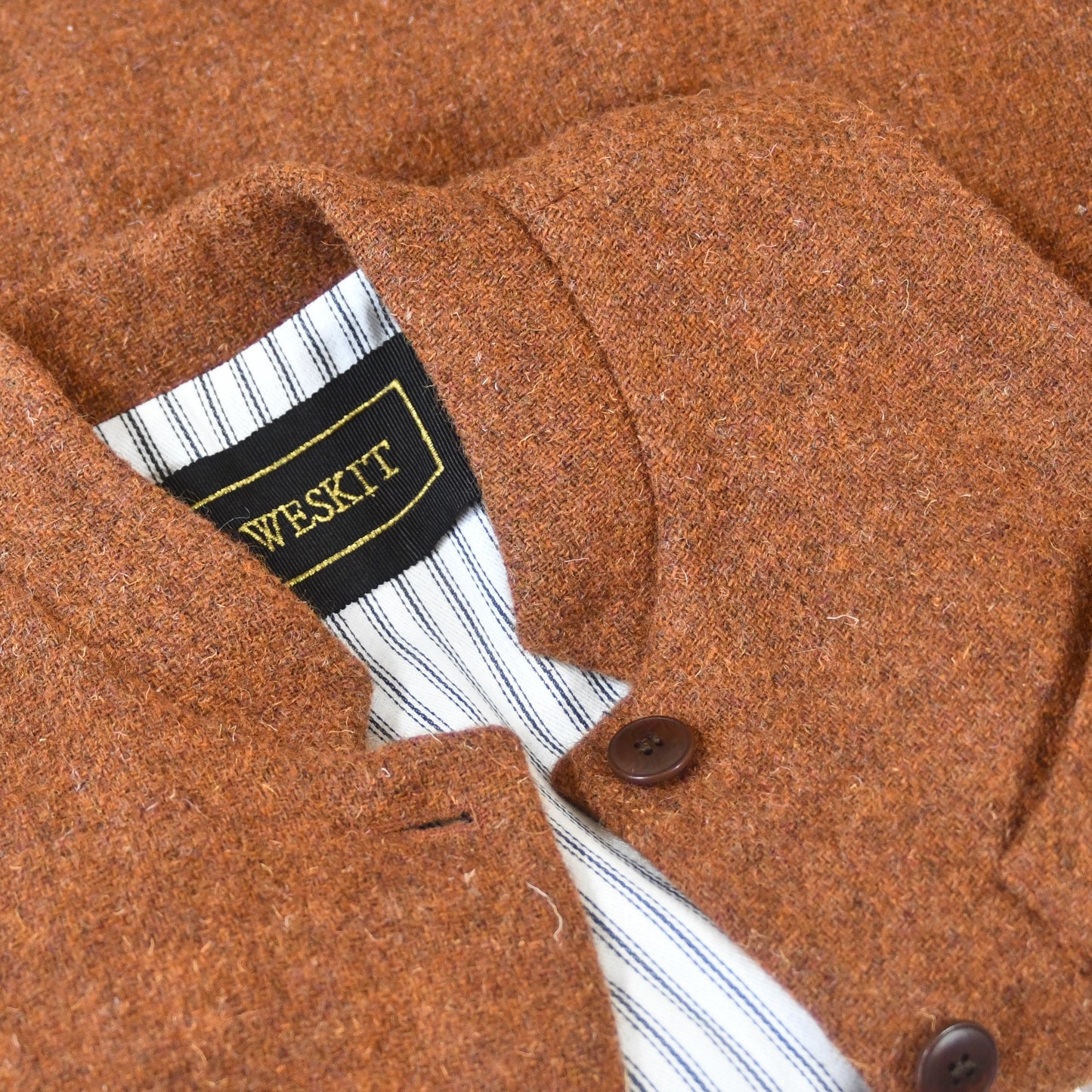 Ladies Classic Cut Waistcoat in Plain Russet Lovat Tweed