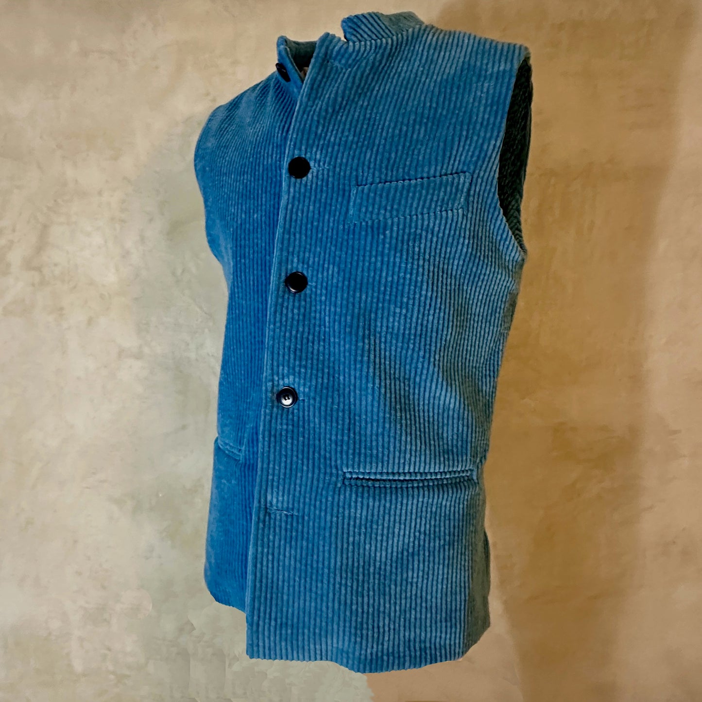 40" Tailored Cut Waistcoat in Light Blue Corduroy