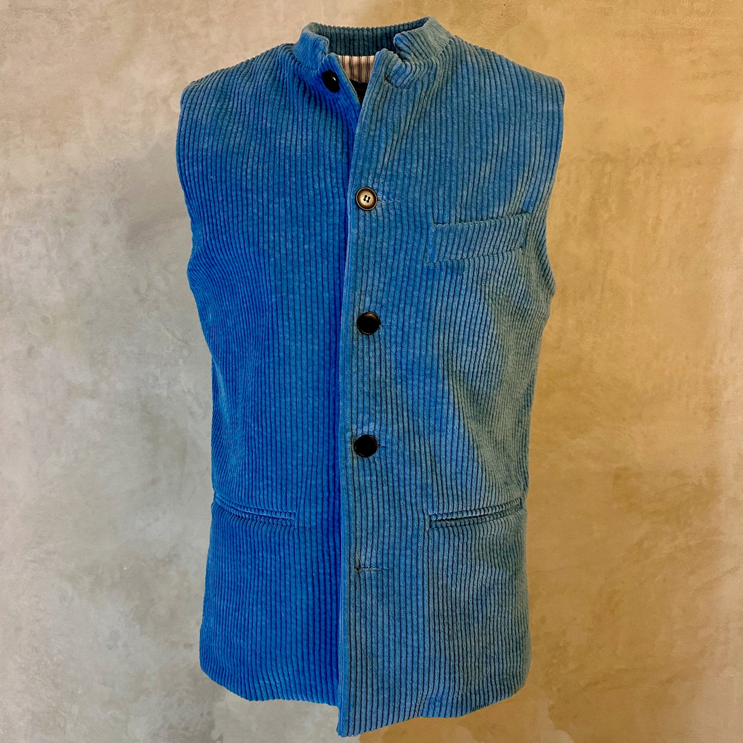 40" Tailored Cut Waistcoat in Light Blue Corduroy