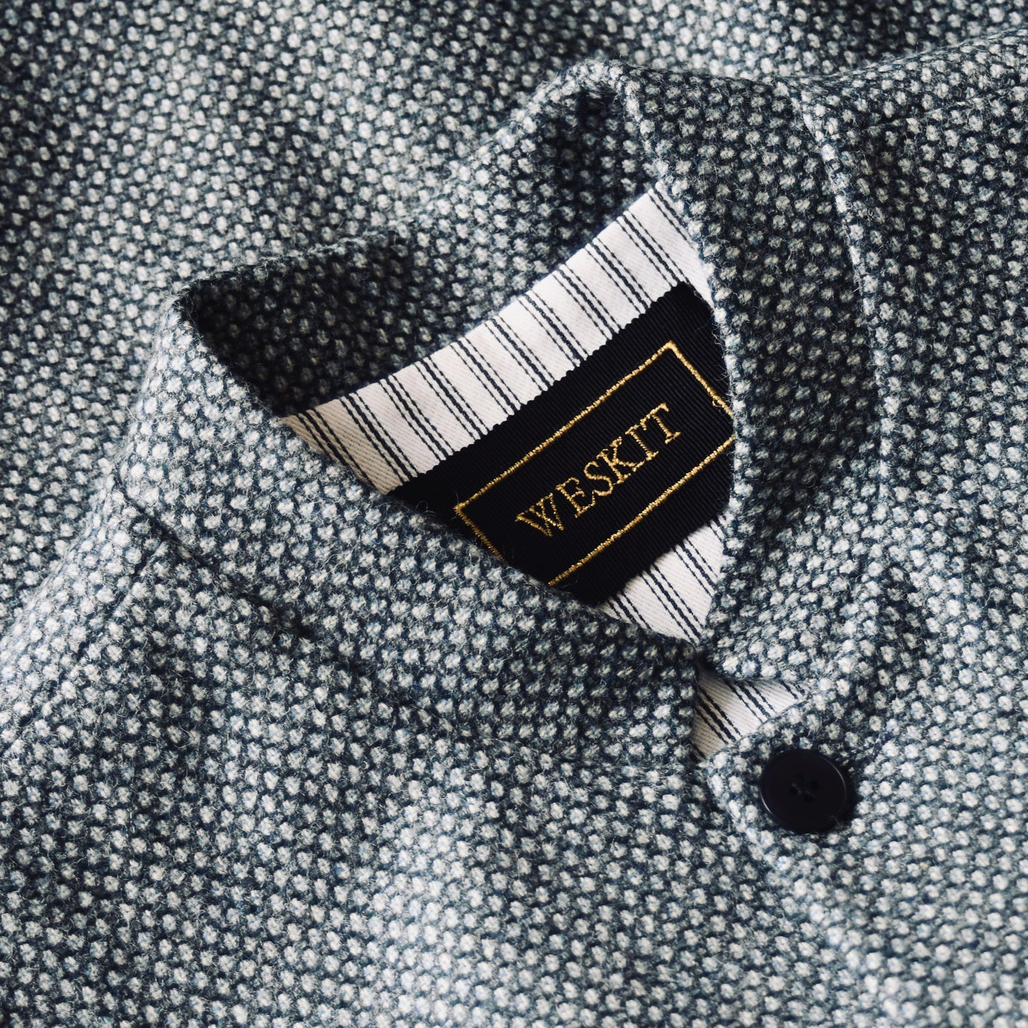 42" Tailored Cut Waistcoat in Light Grey and Blue Tiger Eye Tweed