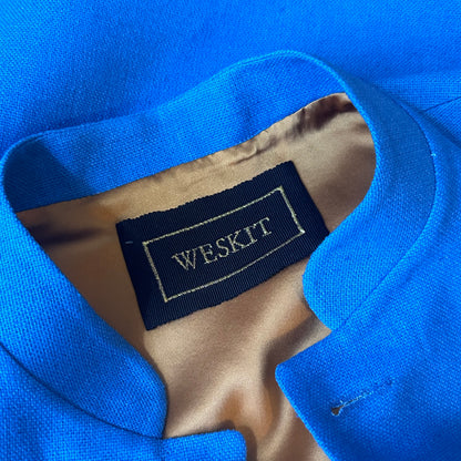 Tailored Cut Waistcoat in Sky Blue Silk Matka