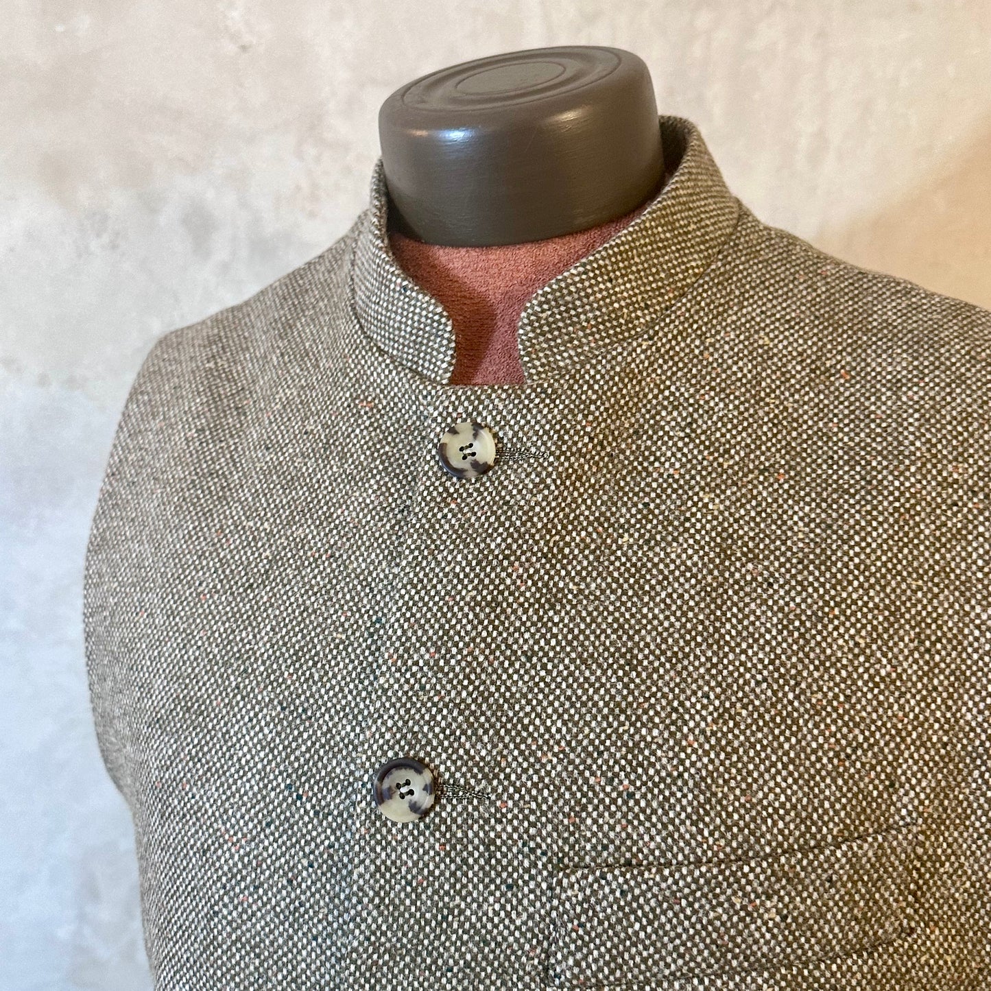42" Tailored Cut Waistcoat in Moss Green Hopsack Tweed