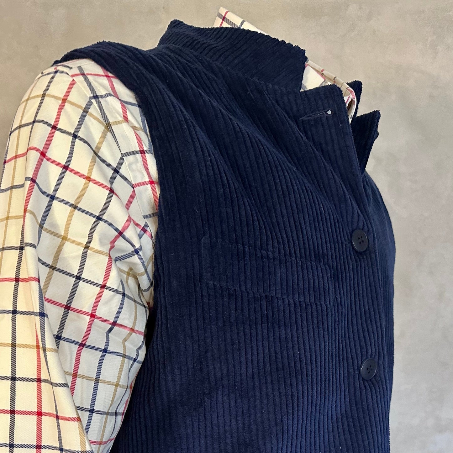 46" Tailored Cut Waistcoat in Navy Corduroy