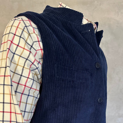 46" Tailored Cut Waistcoat in Navy Corduroy