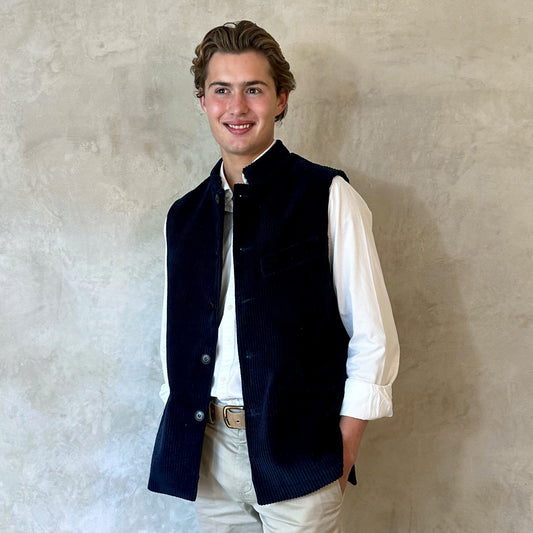 36" Classic Cut Waistcoat in Navy Corduroy