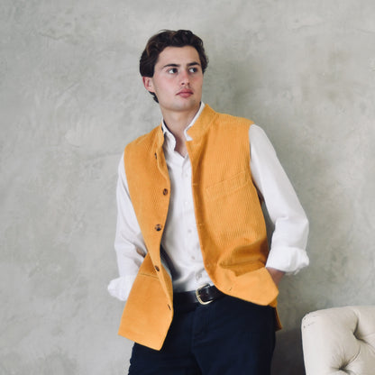 36" Classic Cut Waistcoat in Ochre Corduroy