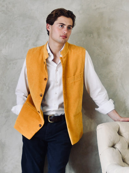 36" Classic Cut Waistcoat in Ochre Corduroy