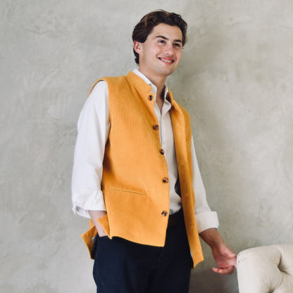 36" Classic Cut Waistcoat in Ochre Corduroy
