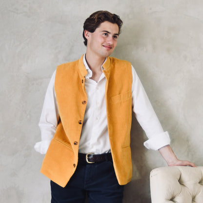 36" Classic Cut Waistcoat in Ochre Corduroy