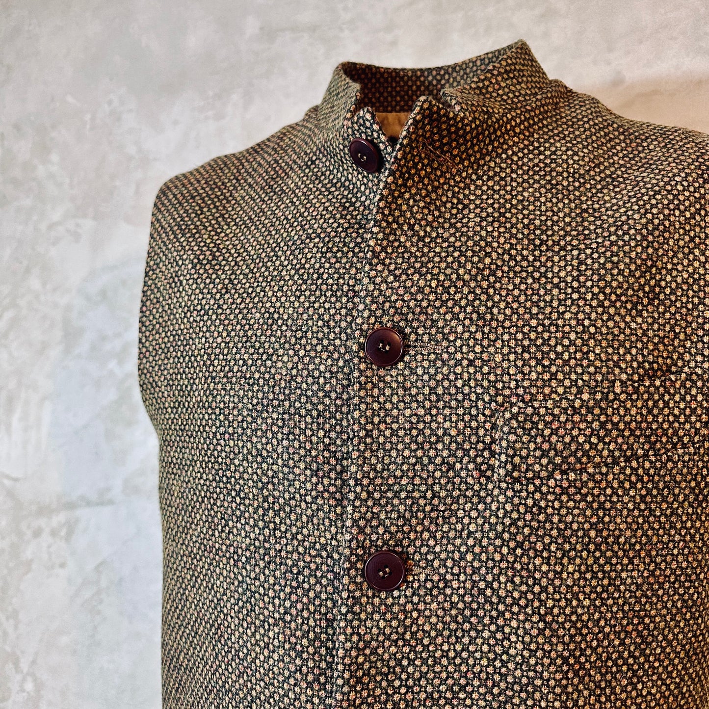 40" Classic Cut Waistcoat in Green and Orange Tiger Eye Tweed