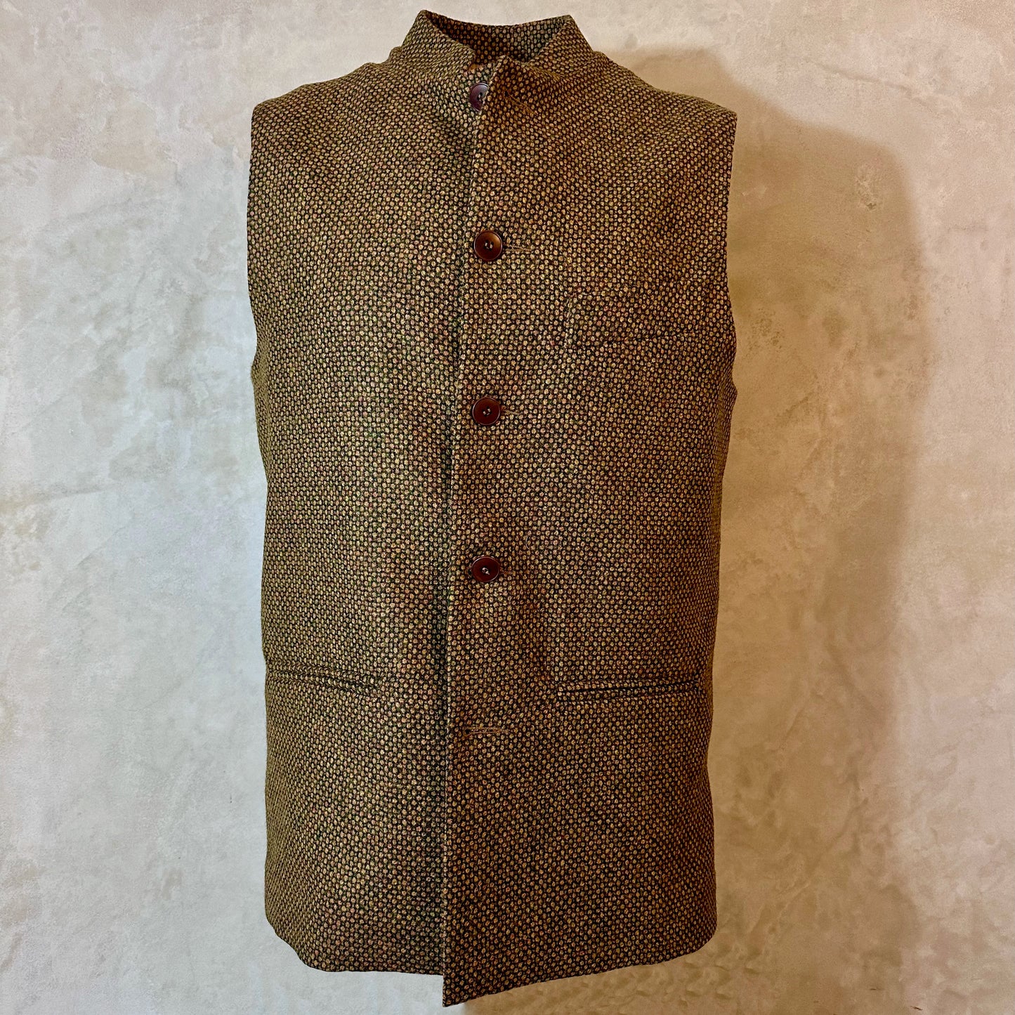 40" Classic Cut Waistcoat in Green and Orange Tiger Eye Tweed