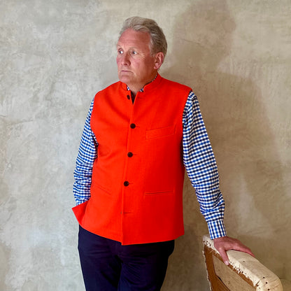Classic Cut Orange Merino Melton Waistcoat