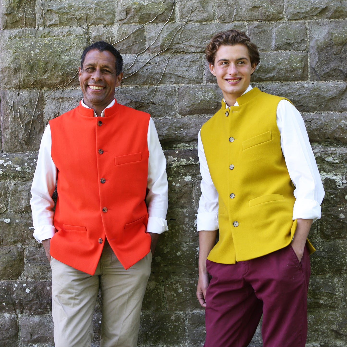 Tailored Cut Orange Merino Melton Waistcoat