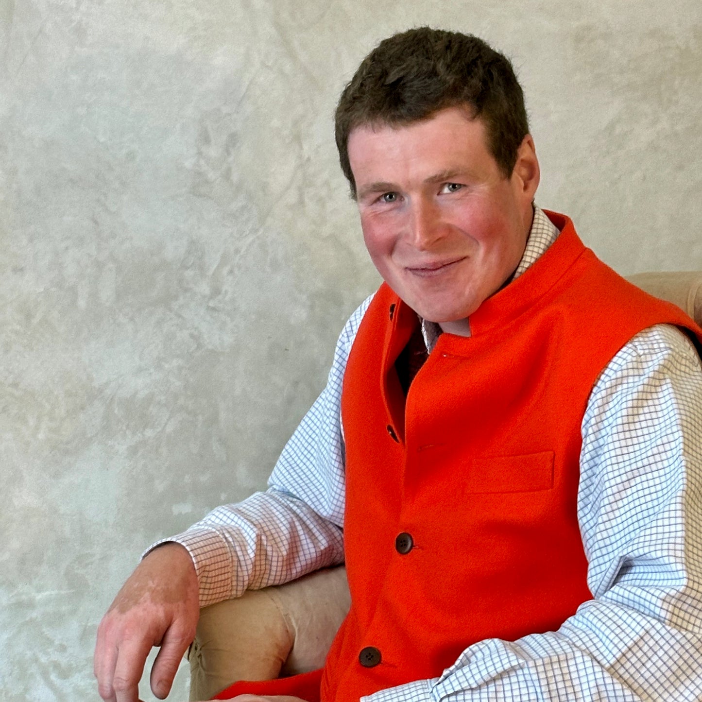 Tailored Cut Orange Merino Melton Waistcoat