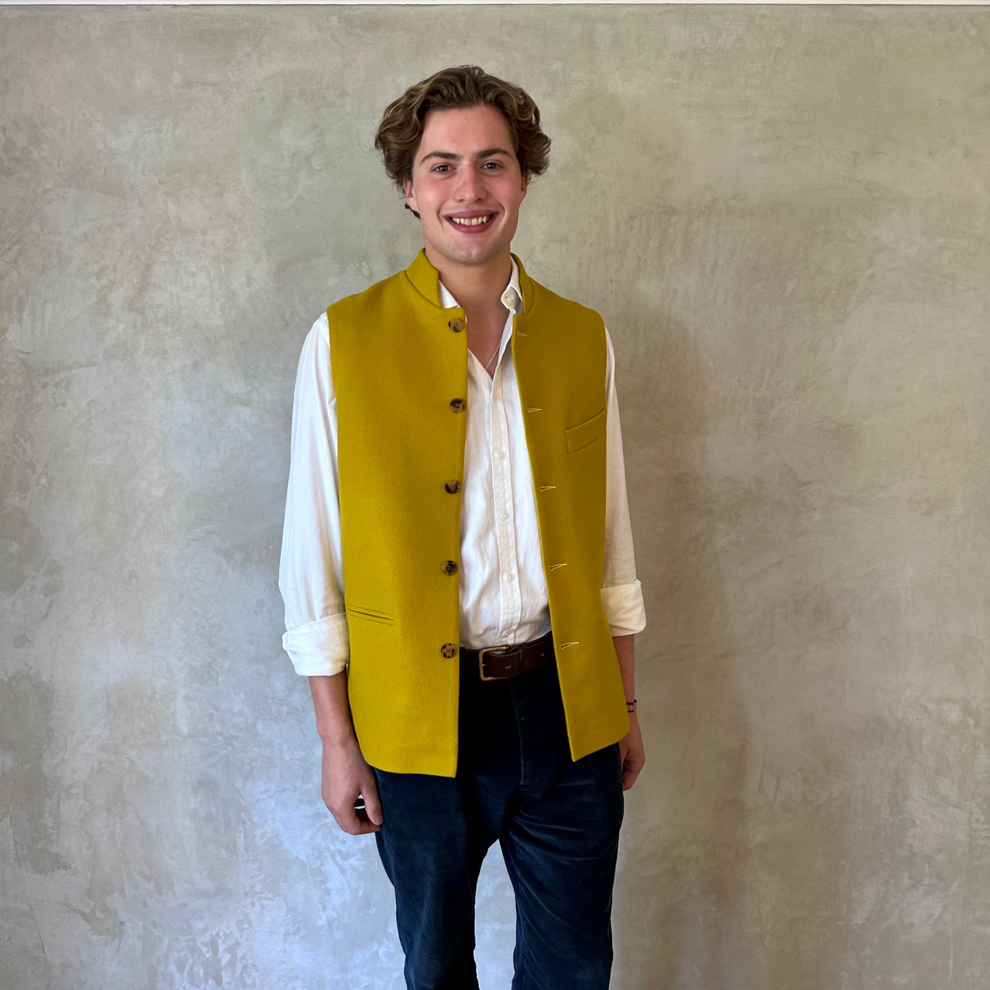 38" Classic Cut Waistcoat in Princess of Wales Gold Merino