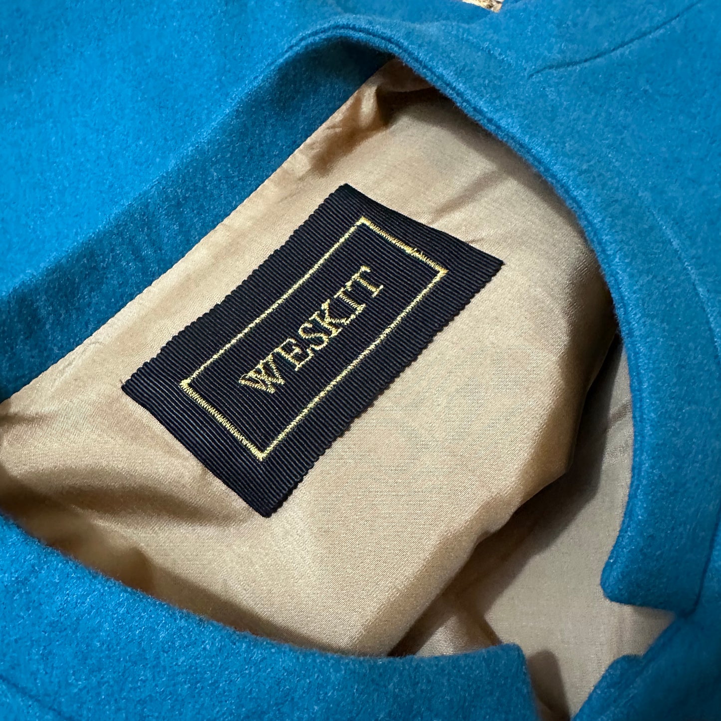 Tailored Cut Waistcoat in Petrol Blue Merino Melton