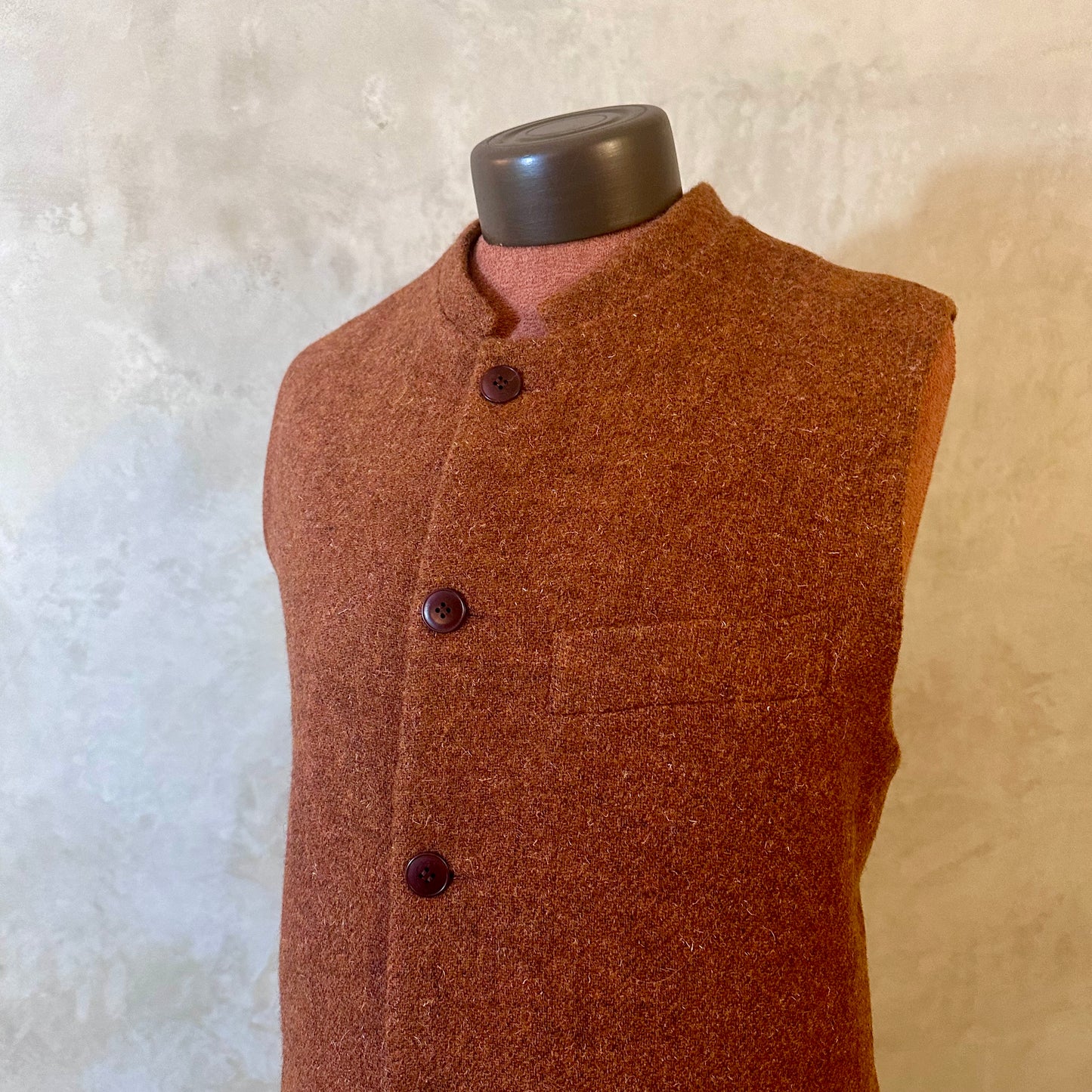 Classic Cut Waistcoat in Plain Russet Lovat Tweed