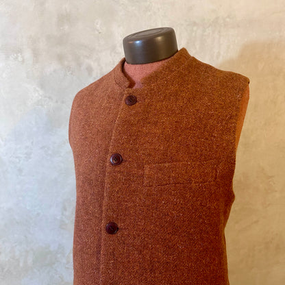 Classic Cut Waistcoat in Plain Russet Lovat Tweed