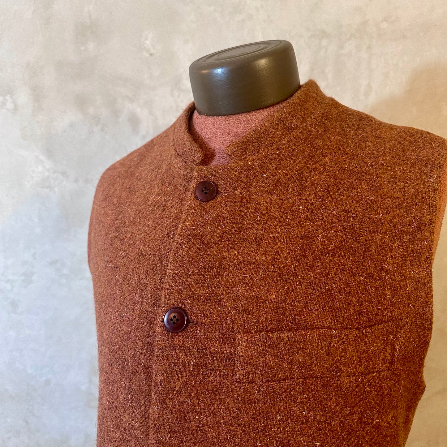 Classic Cut Waistcoat in Plain Russet Lovat Tweed
