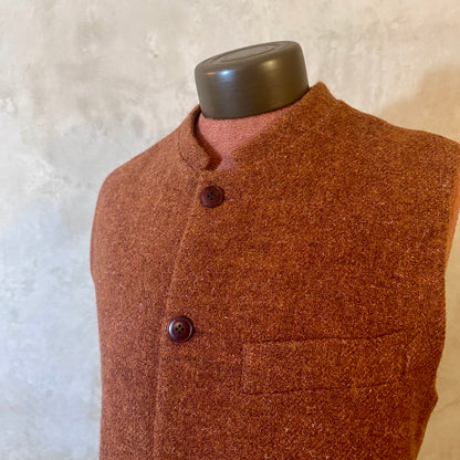 Classic Cut Waistcoat in Plain Russet Lovat Tweed